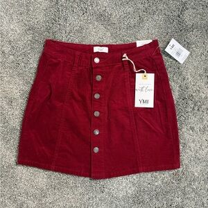 YMI Women's Burgundy Corduroy Mini Skirt